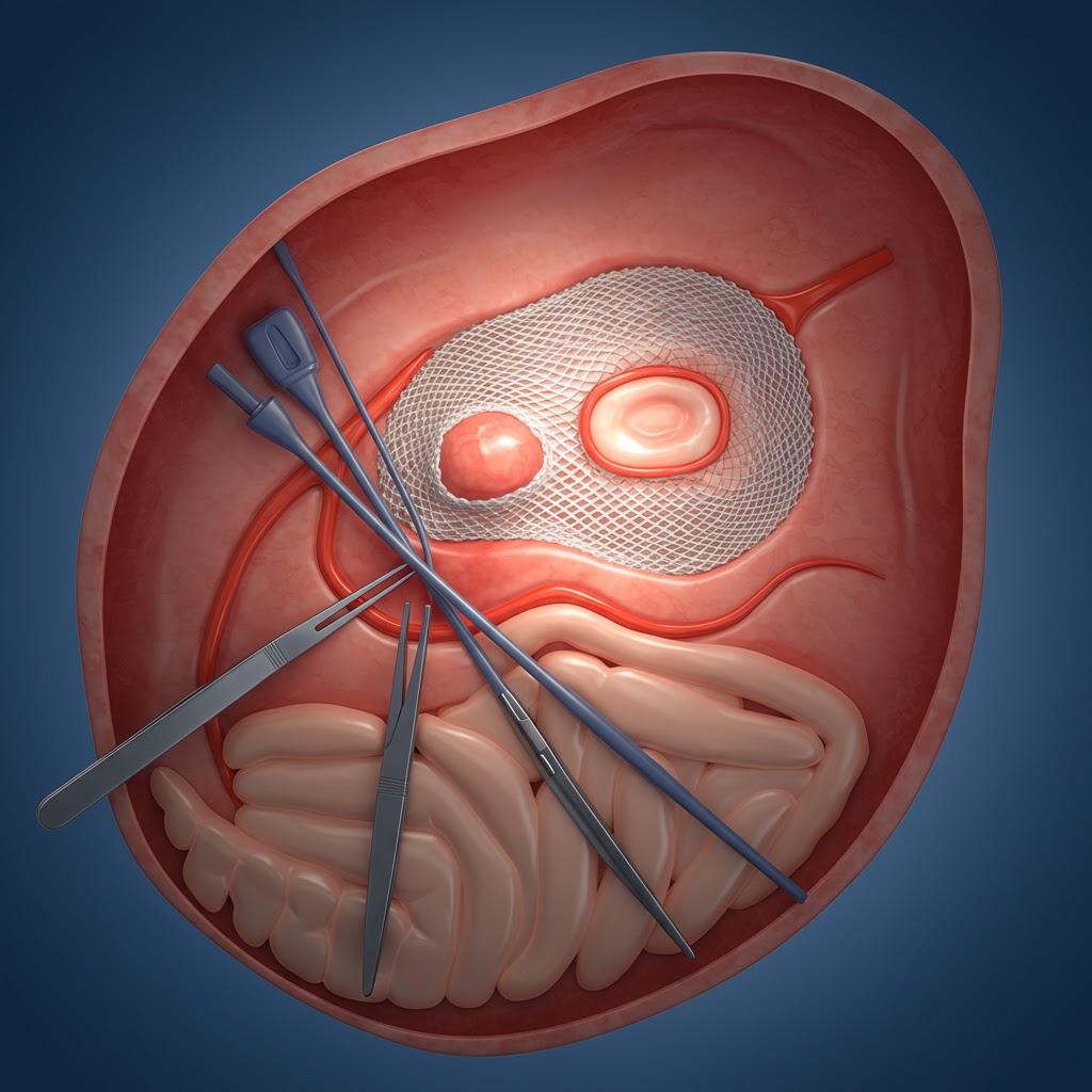 Illustration of a hernia repair