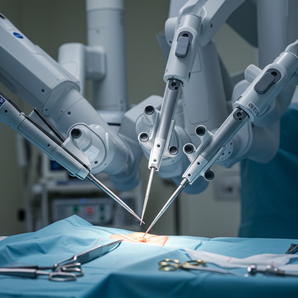 Robotic surgery arms in action